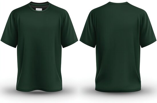 Dark green t-shirt mockup front and back view