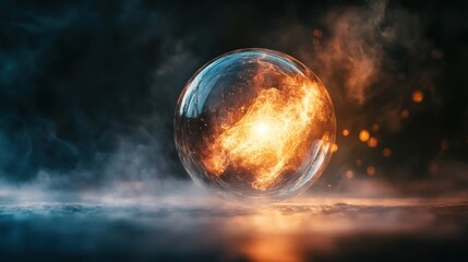 Enigmatic Orb of Burning Fire and Mystical Energy