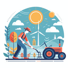 vector image of people farming