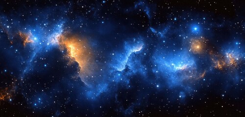 vast starry galaxy with glowing blue nebula cosmic surrealism panoramic space background