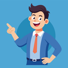 Obraz premium Happy man pointing into a blank copy space spot with two hands
