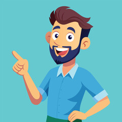 Obraz premium Happy man pointing into a blank copy space spot with two hands