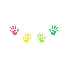 Vibrant colorful hands. Vector illustration 