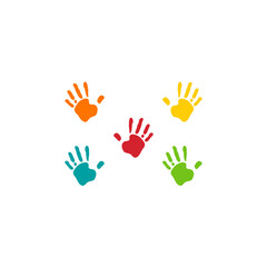 Vibrant colorful hands. Vector illustration 