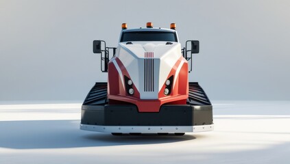 Modern Red and White Airport Pushback Tug