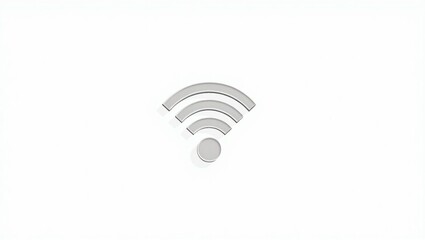 Render a stylized wifi pattern on a pristine white background, where sleek, curved lines and subtle geometric shapes converge to form a mesmerizing network of connections, with a subtle gradient effec