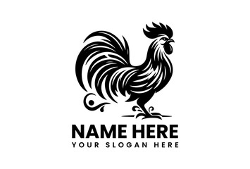 PrintRooster Icon: A bold, monochrome icon showcases the proud form of a rooster, embodying strength and vitality with its elegant lines.