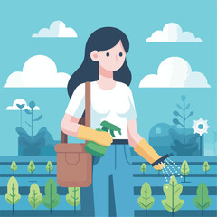 vector image of people farming