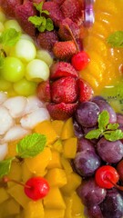 Exotic fruit medley in refreshing syrup, a vibrant display of natures colorful bounty