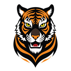 Tiger hade silhouette Black Tiger Head Silhouette – Powerful Wildlife Vector Design