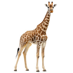 Fototapeta premium Majestic Giraffe Stands Gracefully Against a Black Background