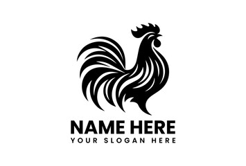 Rooster Emblem: A stylized, monochromatic rooster emblem, perfect for branding, logos, or creative design elements, symbolizing strength, vitality, and a touch of rustic charm.