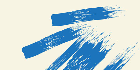 Grunge grainy blue brush stroke with spray texture. Hand drawn distress damaged vintage banner with zigzag bold line. Rough thick brush stroke texture
