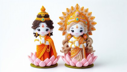 Fototapeta premium Cultural artisanship showcase divine figurines of deities crafting studio indoors close-up