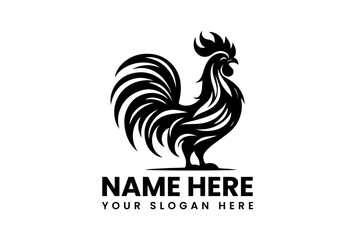 Elegant Rooster Emblem: A sleek, monochromatic emblem of a proud rooster, radiating confidence and strength, ready to represent.