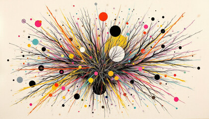 Vibrant abstract illustration with colorful shapes.