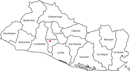 El Salvador outline map isolated on white background