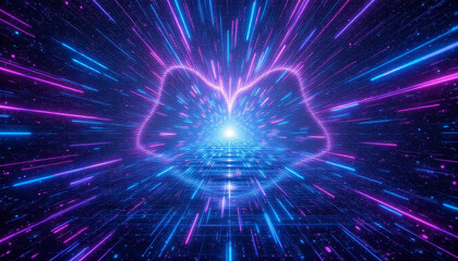 Fototapeta premium Abstract neon light burst in vibrant colors.