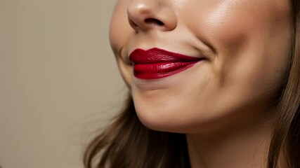 Applying bold red lipstick for a glamorous look in a beauty tutorial