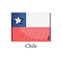 Vector Illustration of the National Flag of Chile Featuring a White Star on a Blue Square with Horizontal White and Red Stripes