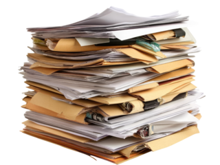 A Massive Stack of Unorganized Documents and Papers Neatly Piled High, Showing the Overwhelming Nature of Paperwork and Administrative Tasks