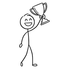 Sticky Man Holding Trophy