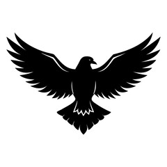Black Eagle Silhouette Descending with Wings Spread Wide High-Resolution PNG on Transparent Background for Graphic Design and Digital Art