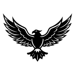 Fototapeta premium Black Eagle Silhouette Descending with Wings Spread Wide High-Resolution PNG on Transparent Background for Graphic Design and Digital Art
