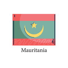 Vector illustration of the national flag of Mauritania with a green field, red stripes, and a centered gold crescent and star