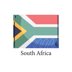 Vector illustration of the national flag of South Africa featuring a unique Y-shaped multicolor design representing unity and diversity in a flat, modern style