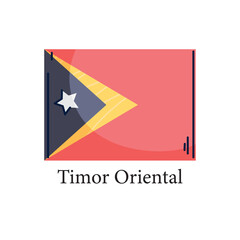 Vector Illustration of the National Flag of East Timor (Timor-Leste) – Flat Design Featuring a Red Field with a Black and Yellow Triangle and a White Star Representing the Southeast Asian Nation