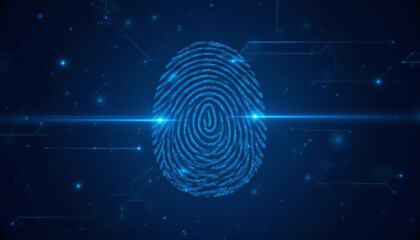 Fototapeta premium Digital fingerprint on a futuristic background.