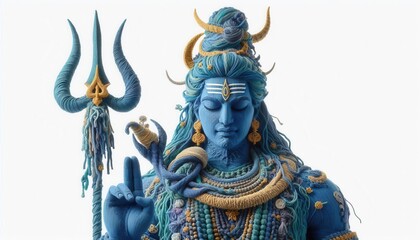 Fototapeta premium Divine encounter lord shiva sculpture art gallery cultural masterpiece studio close-up view