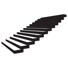 Obraz premium Ascending Vector Black silhouettes stair, minimalistic illustration, minimalist design of stairs. with white background