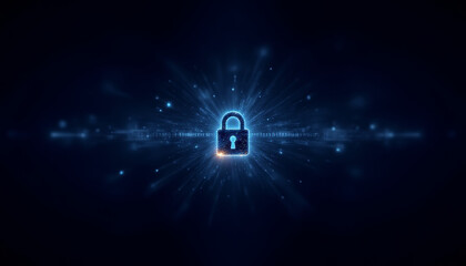 Secure digital lock with glowing effects