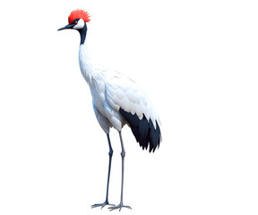 Fototapeta premium Elegant Illustration of a Majestic Red-Crowned Crane, A Symbol of Longevity, Fidelity and Nobility in East Asian Cultures, Isolated for Design Versatility