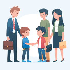 Fototapeta premium vector image of parents and small children greeting