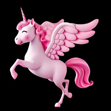 Cute 3d unicorn animation isolated asset, transparent 4K video, alpha channel, ProRes 4444