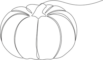 Pumpkin in continuous line art drawing style. Fruit minimalist black linear sketch isolated on white background. Vector illustration