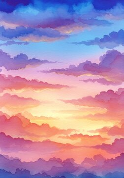 Coucher de soleil pastel nuages doux ambiance sereine. AI Generated