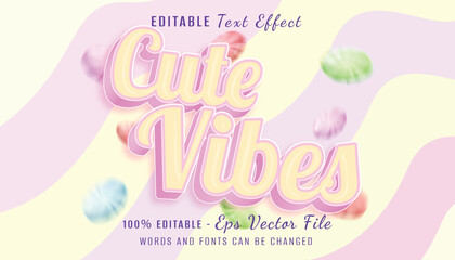 cute vibes 3d text effect design