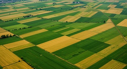 Aerial View of Geometric Farmland Patterns