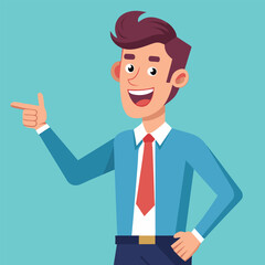 Happy man pointing into a blank copy space spot with two hands