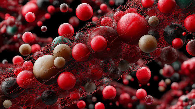 Hyperkalemia potassium diagnosis. Electrolyte treatment. Blood symptom. Kidney medical. Digital 3D model of ion channels in cardiac cells for scientific use.