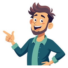 Happy man pointing into a blank copy space spot with two hands