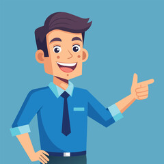 Happy man pointing into a blank copy space spot with two hands