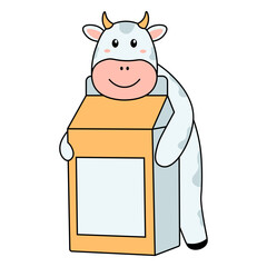 Cute Cow Illustration in Cartoon Design. Vector Character.
