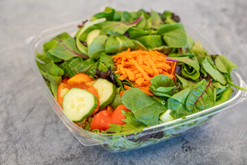 Bowl of fresh organic salad ready to eat