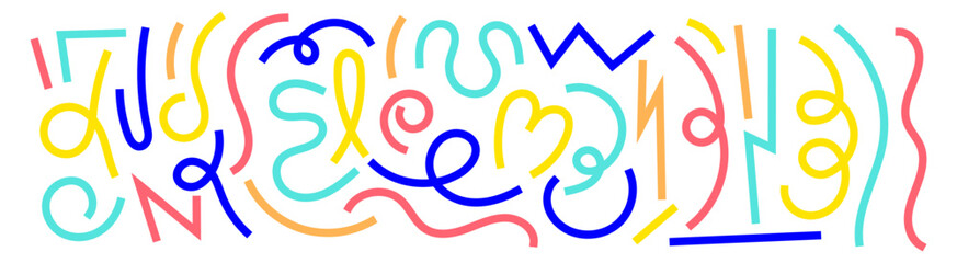 Colorful curved line doodle, Abstract modern fluid , Minimalist style, trendy design vector illustration
