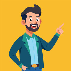 Obraz premium Happy man pointing into a blank copy space spot with two hands